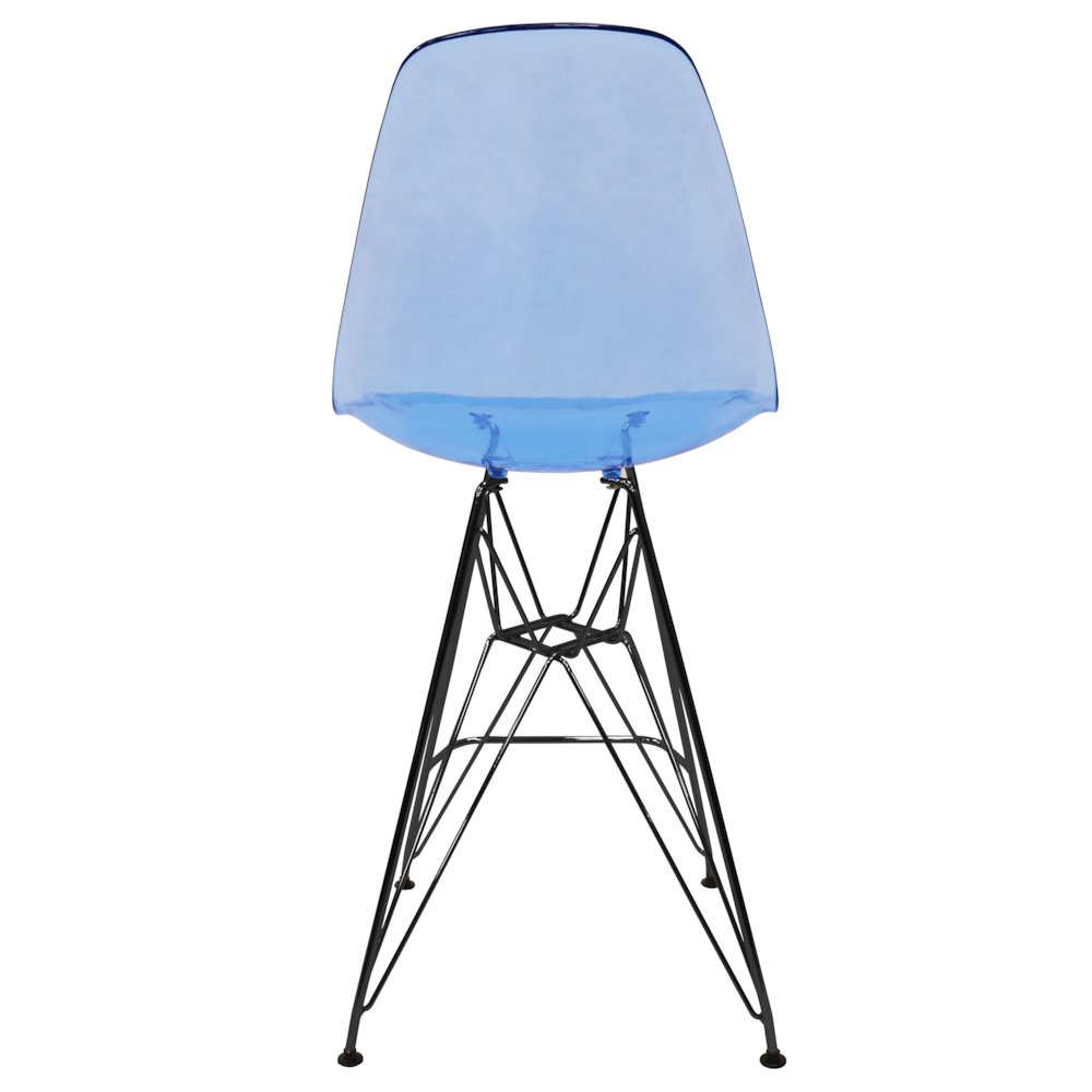 Modern Acrylic Bar stool Cresco Collection Black Base with Trans Blue seat. Picture 8