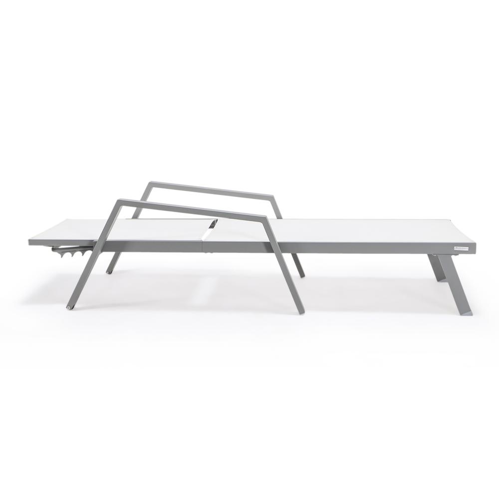 Grey Aluminum Outdoor Patio Chaise Lounge Chair With Arms. Picture 13