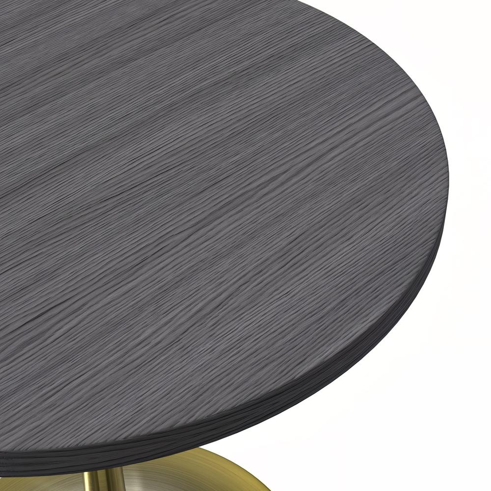 Verve 27" Round Dining Table, Brushed Gold Base with Cognac Brown MDF Top. Picture 8