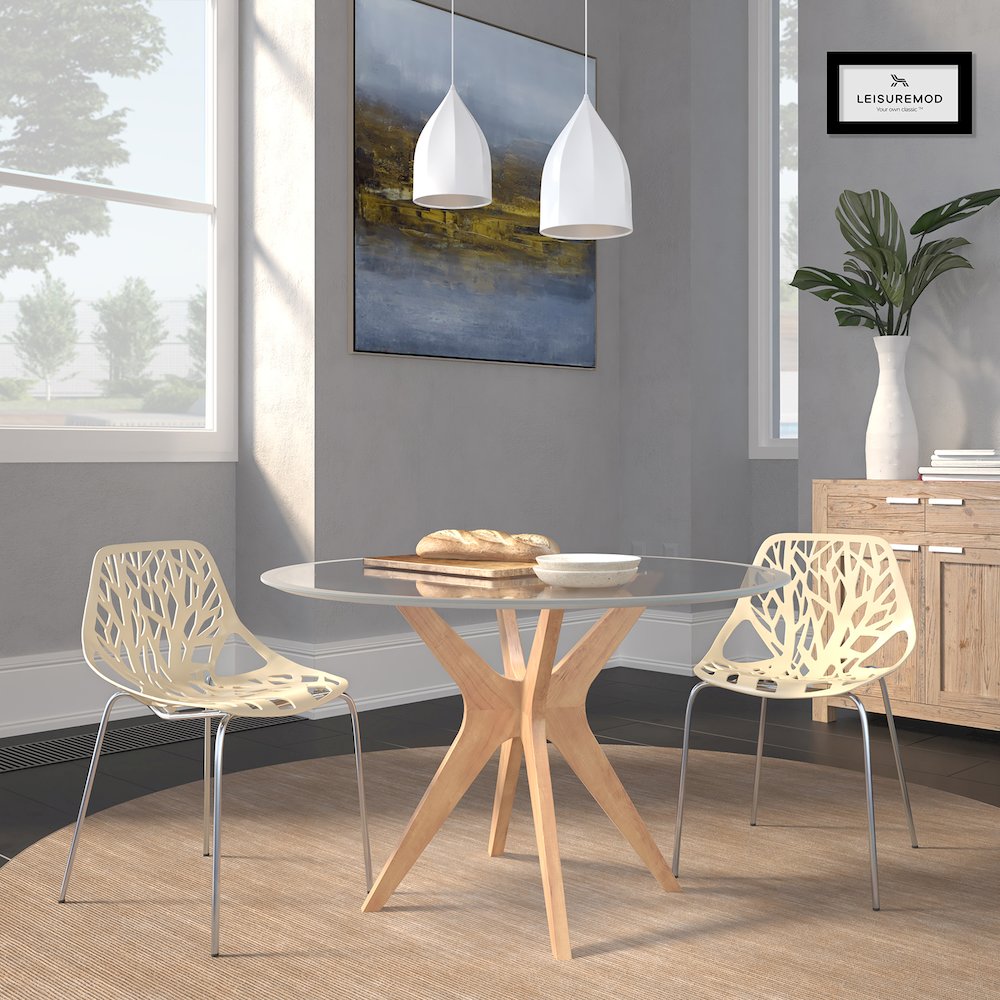 Modern Asbury Dining Chair w/ Chromed Legs, Set of 2. Picture 10