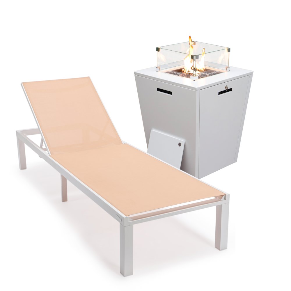 Marlin Modern White Aluminum Outdoor Patio Chaise Lounge Chair. Picture 6