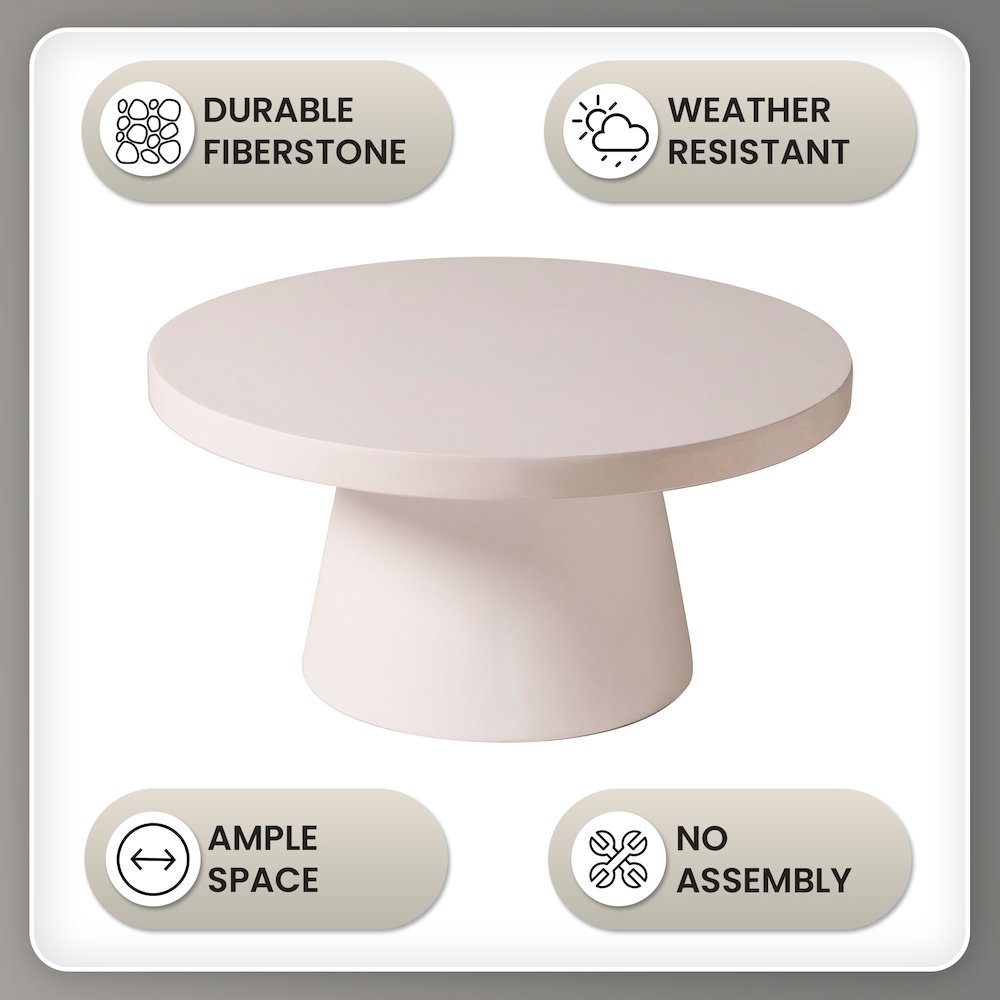 Dune Collection Fiberglass Outdoor Coffee Table In Grey. Picture 21