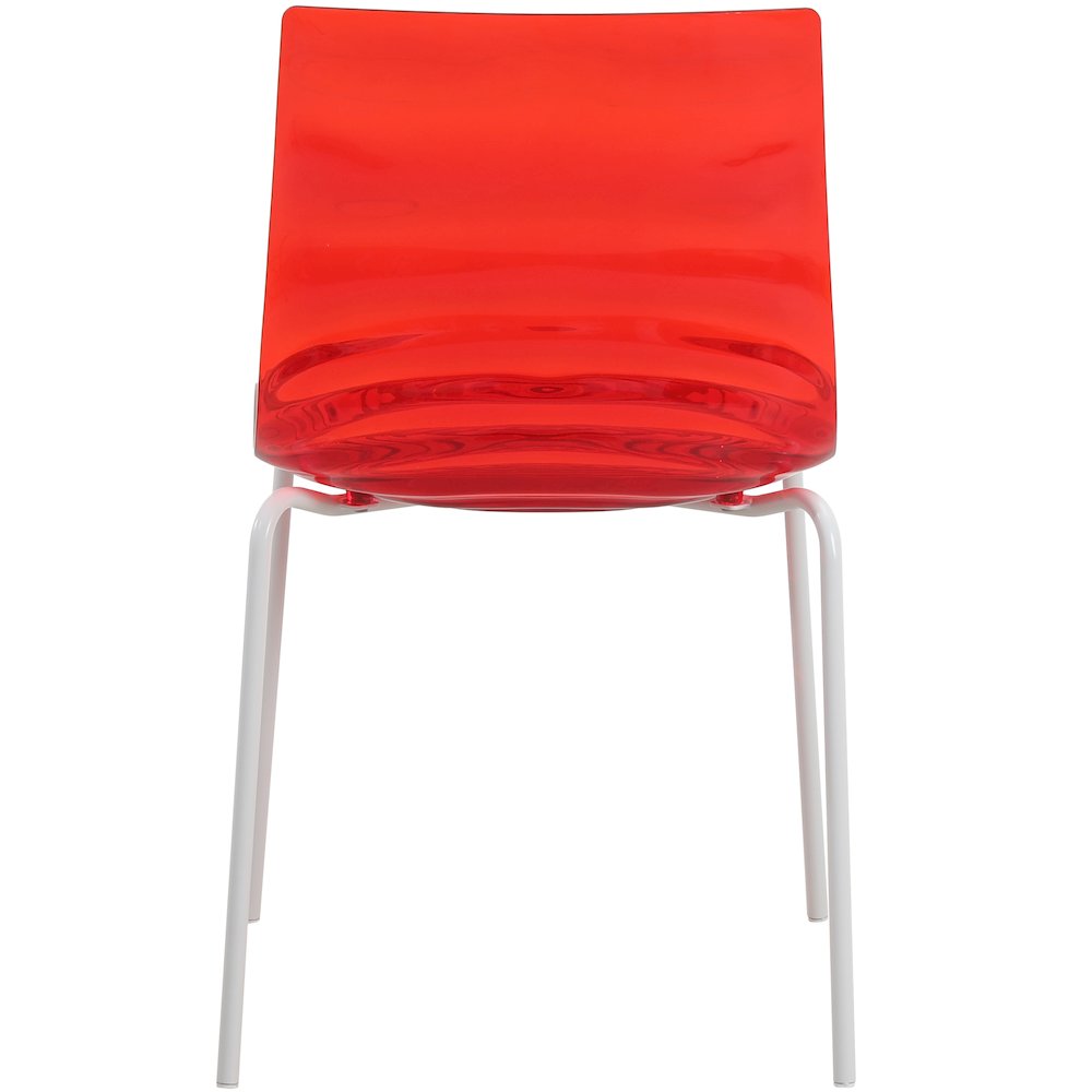 Astor Water Ripple Design Dining Chair in White Base Trans Red Seat. Picture 11