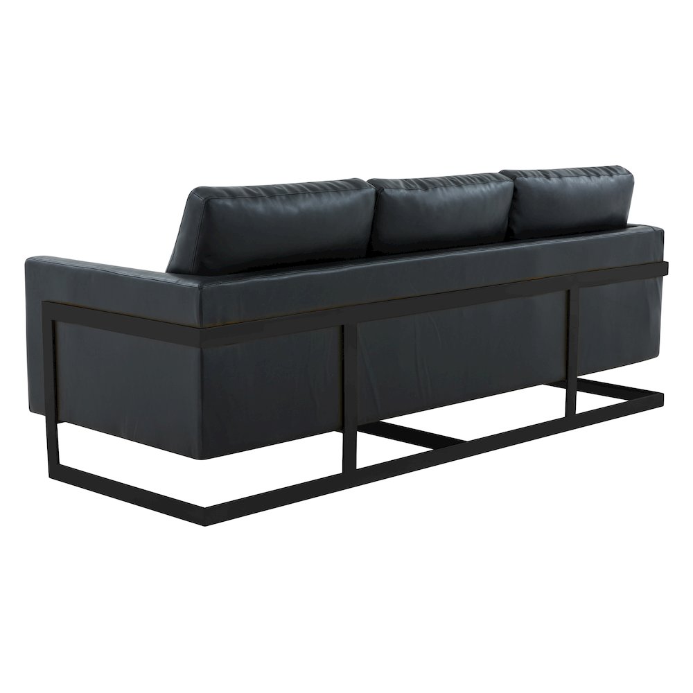 Lincoln Black Leather Sofa With Black Frame. Picture 8