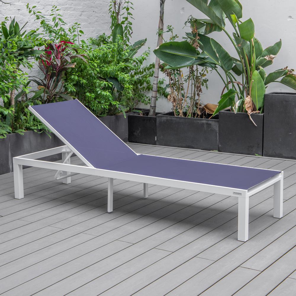 Marlin Patio Chaise Lounge Chair With White Aluminum Frame. Picture 5