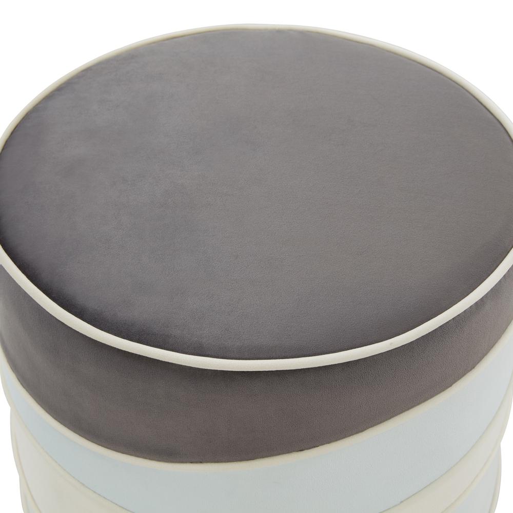 Almon 16" Round Multi Colored Velvet Ottoman. Picture 2