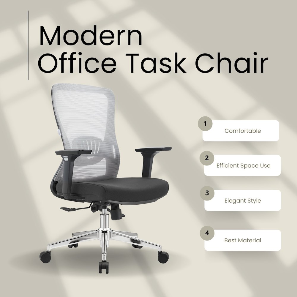 Office Adorit Series Office Task Chair In Light Grey. Picture 29