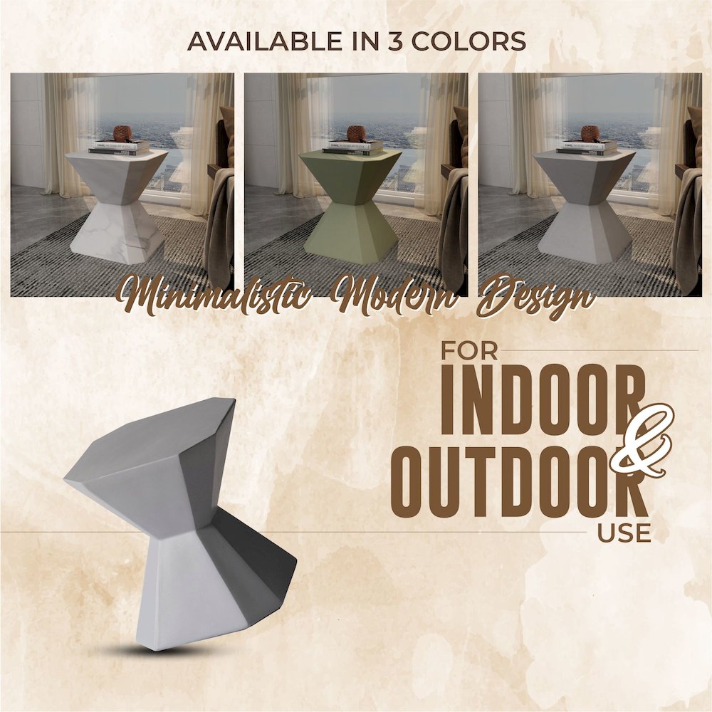 Azure Collection Fiberglass Outdoor Side Table in Grey. Picture 26