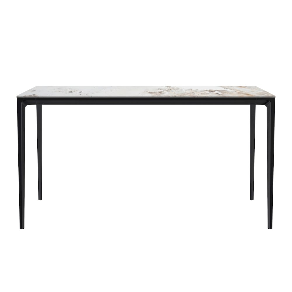 Avo Series Modern Dining Table Black Base, With 55 White Grey Sintered Stone Top. Picture 42