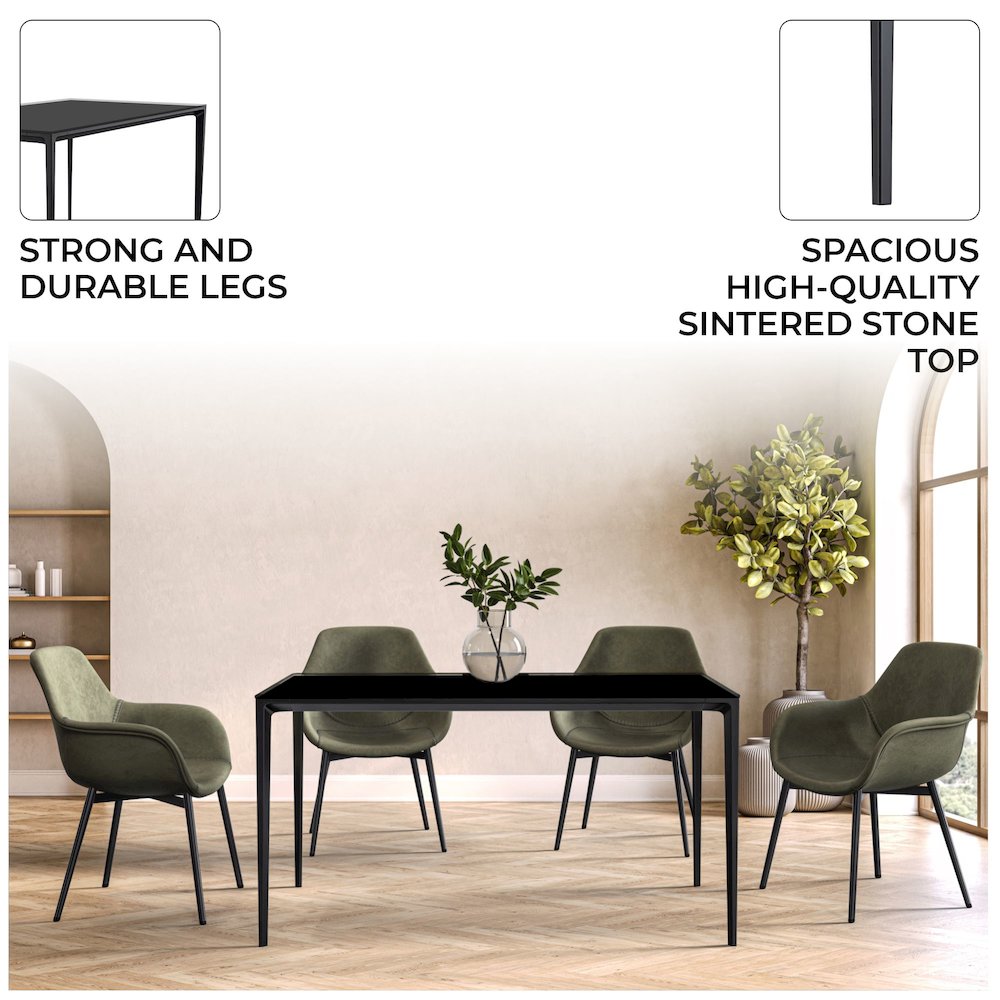 Avo Series Modern Dining Table Black Base, With 55 Clear Glass Top. Picture 10