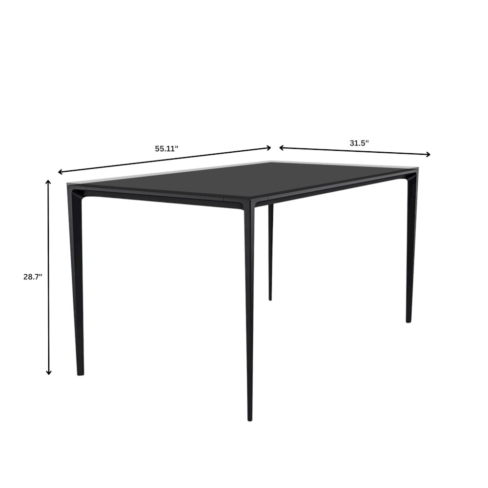 Avo Series Modern Dining Table Black Base, With 55 Clear Glass Top. Picture 11