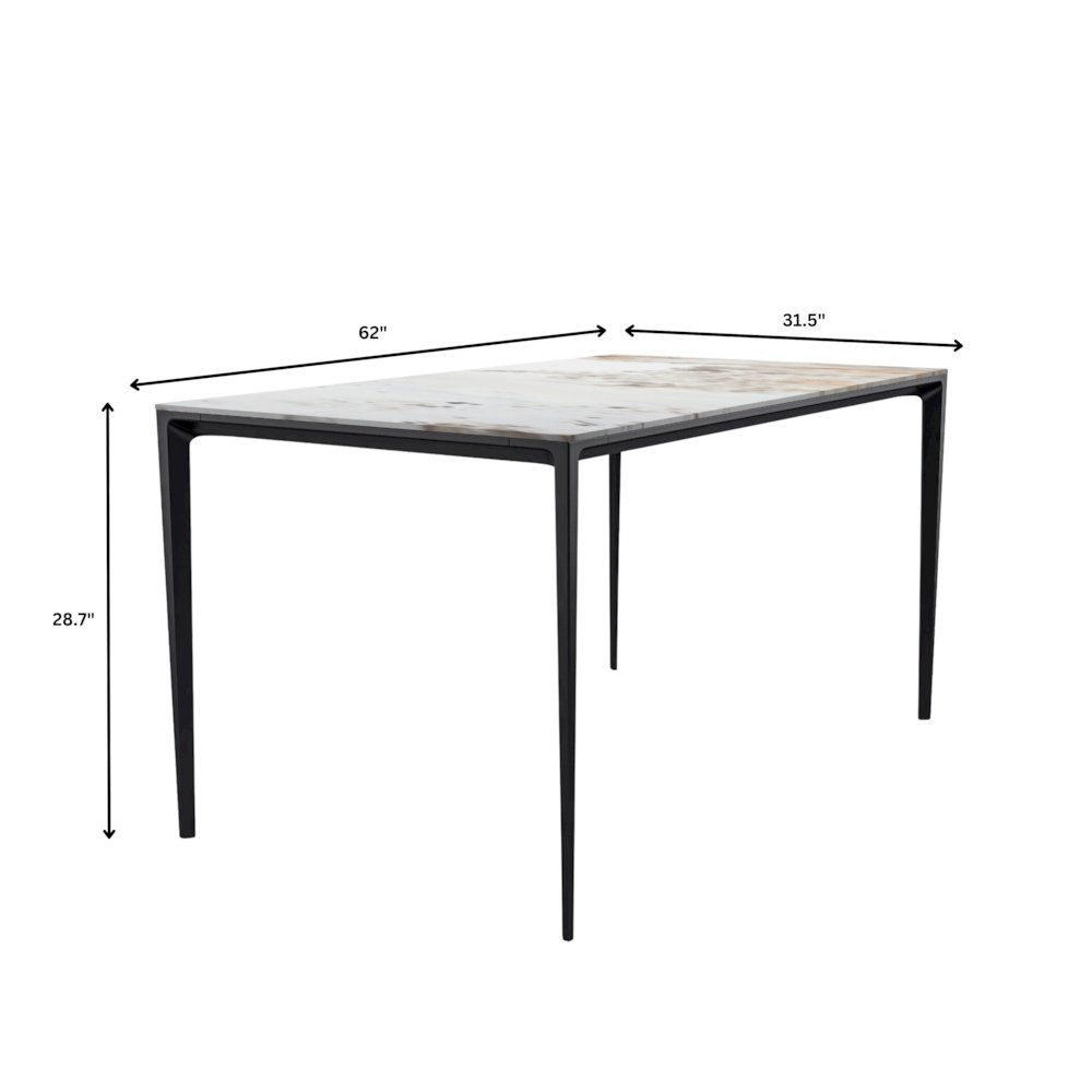 Avo Series Modern Dining Table Black Base, With 55 White Grey Sintered Stone Top. Picture 21