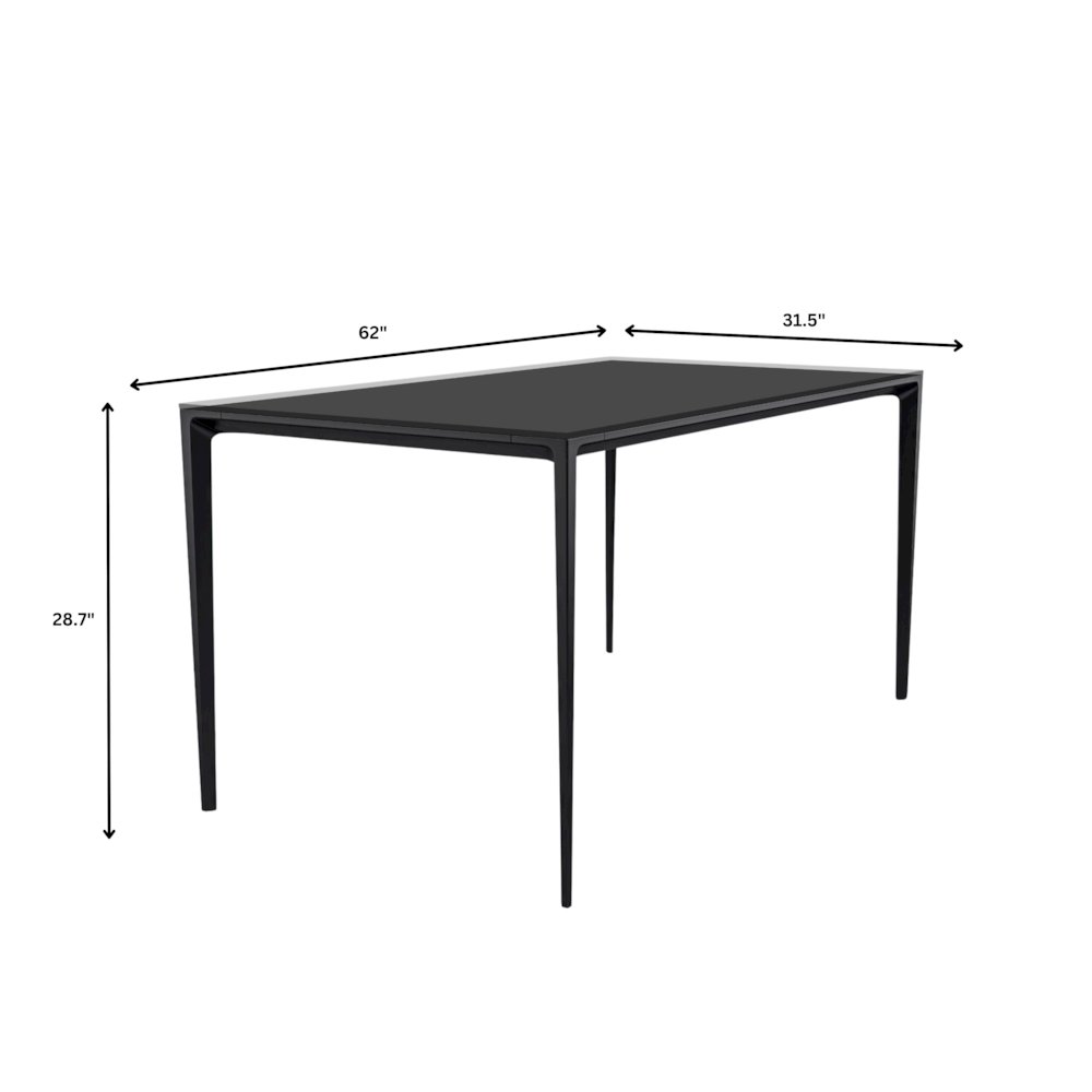 Avo Series Modern Dining Table Black Base, With 55 Clear Glass Top. Picture 21