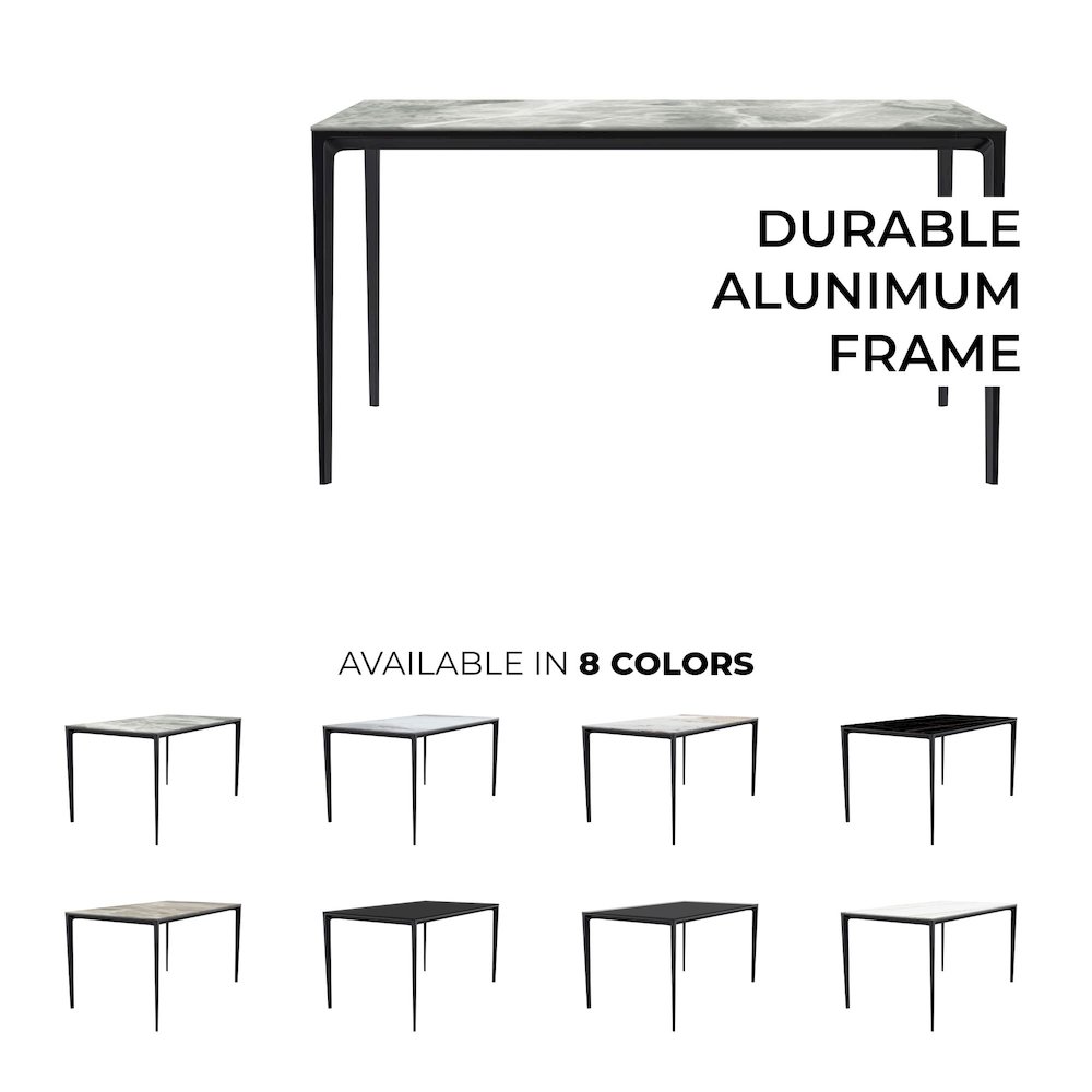 Avo Series Modern Dining Table Black Base, With 62 Light Grey Sintered Stone Top. Picture 3