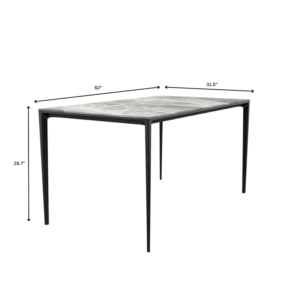 Avo Series Modern Dining Table Black Base, With 62 Light Grey Sintered Stone Top. Picture 8