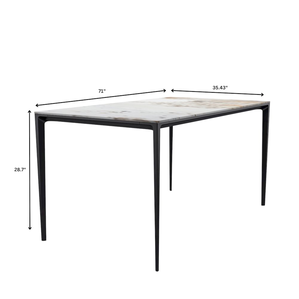 Avo Series Modern Dining Table Black Base, With 55 White Grey Sintered Stone Top. Picture 32