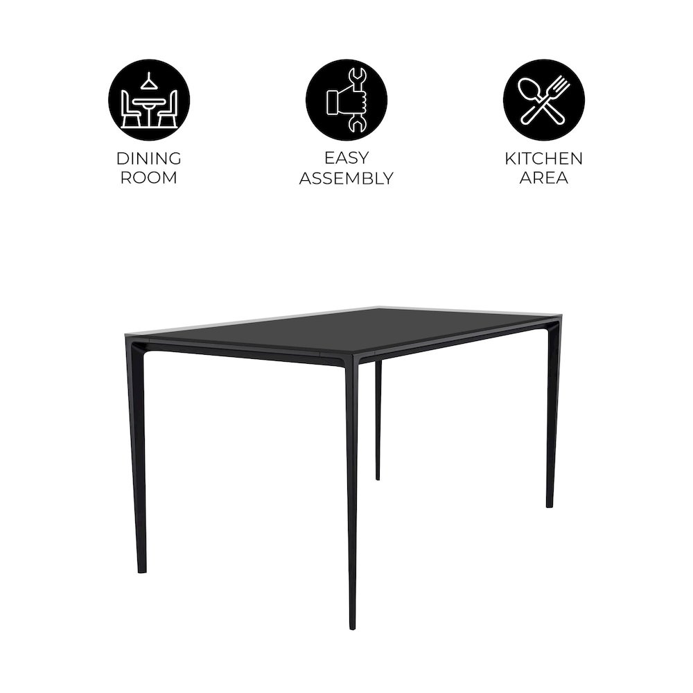 Avo Series Modern Dining Table Black Base, With 55 Clear Glass Top. Picture 35
