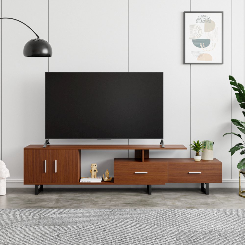 Avery Mid-Century Modern TV Stand with MDF Cabinet and Powder Coated Steel Legs. Picture 32