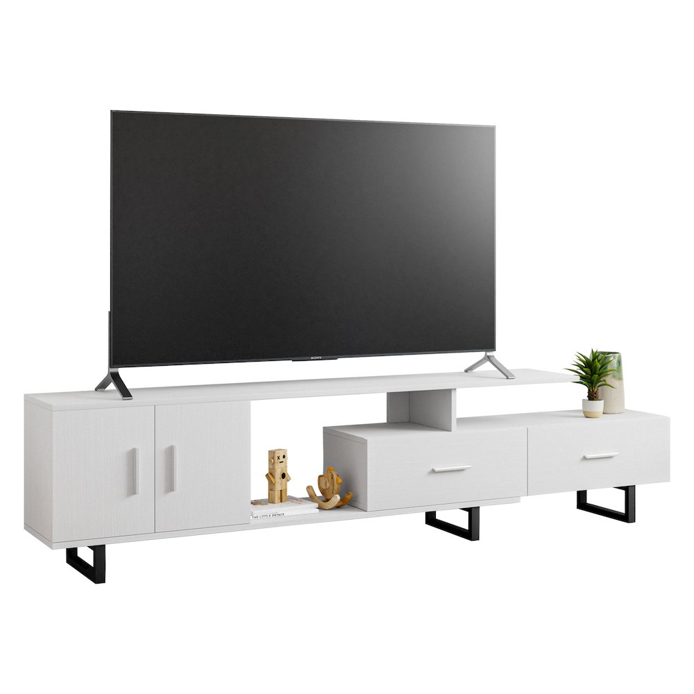 Avery Mid-Century Modern TV Stand with MDF Cabinet and Powder Coated Steel Legs. Picture 20