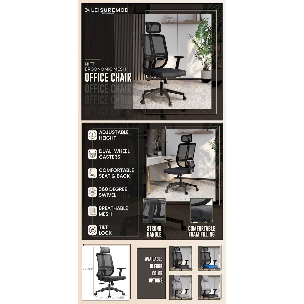 Office Nift Series Office Task Chair In Black. Picture 19