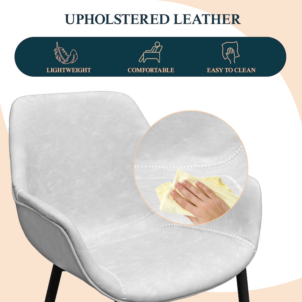 Markley Modern Leather Dining Arm Chair With Metal Legs. Picture 18