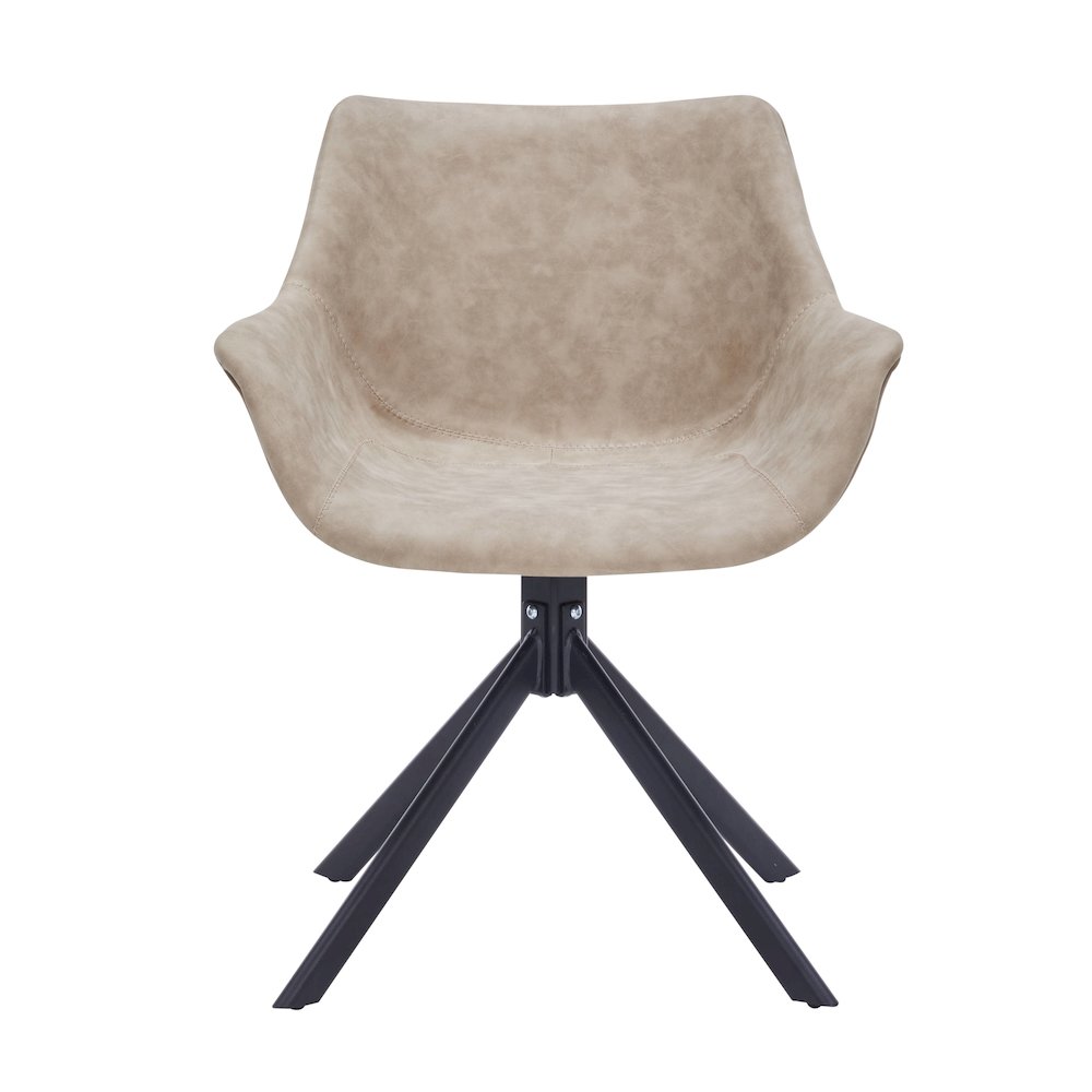 Markley Modern Leather Dining Swival Arm Chair in Taupe. Picture 8