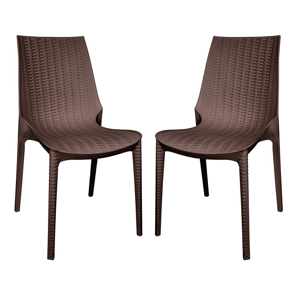 Kent Outdoor Patio Plastic Dining Chair, Set of 2. Picture 1