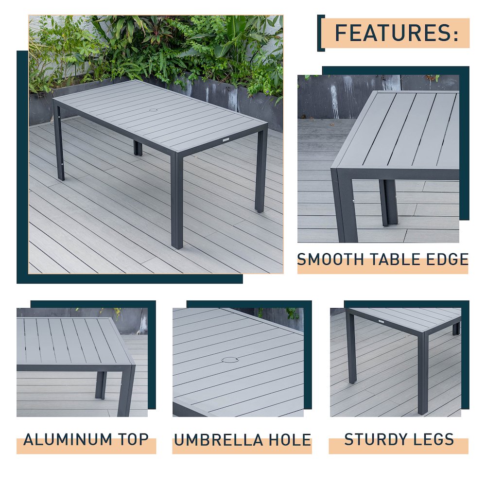 Chelsea Aluminum Outdoor 63" Dining Table in Black. Picture 16
