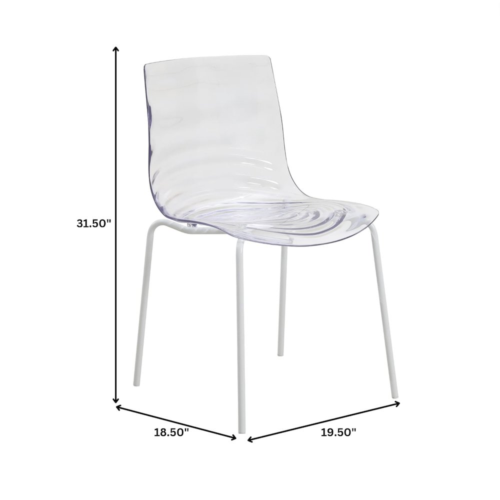 Astor Water Ripple Design Dining Chair in White Base Clear Seat. Picture 14