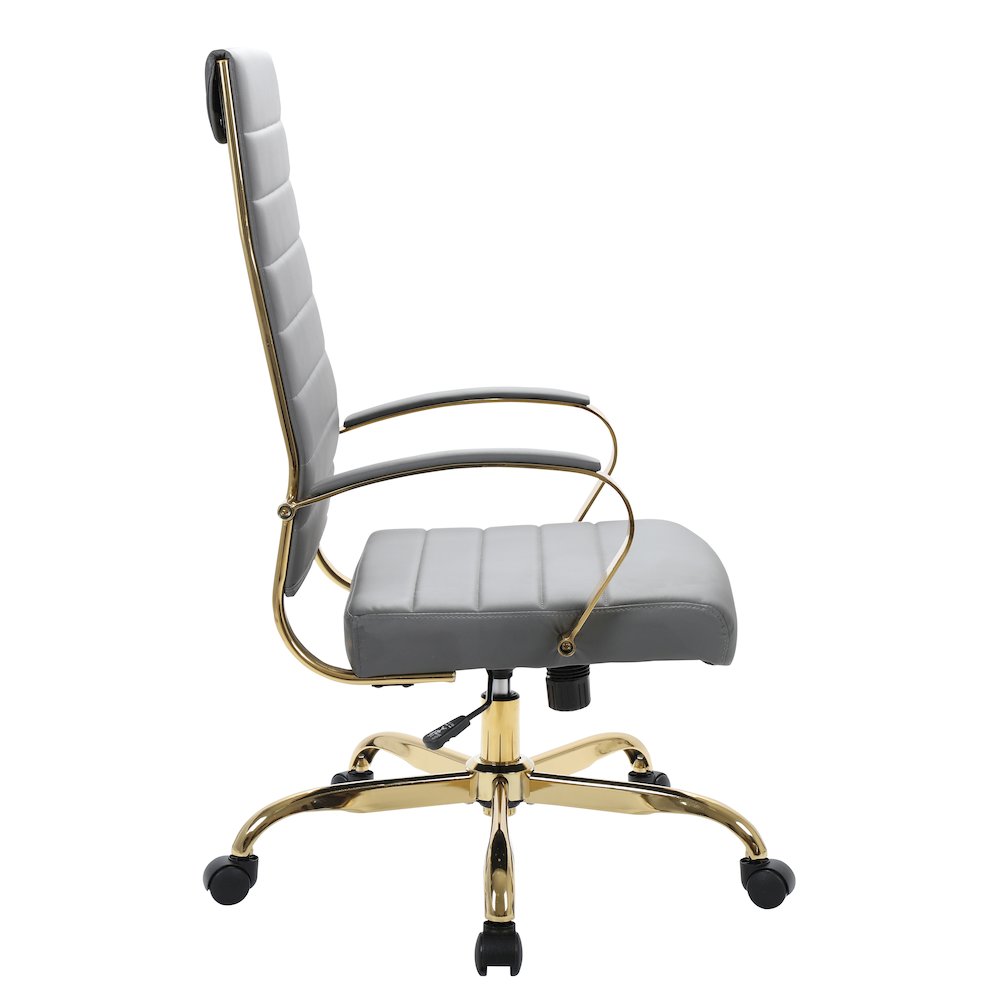 Benmar High-Back Leather Office Chair With Gold Frame. Picture 9