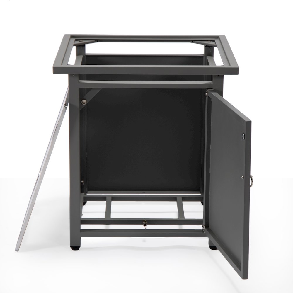 Walbrooke Patio Square Fire Pit and Tank Holder in Grey. Picture 14