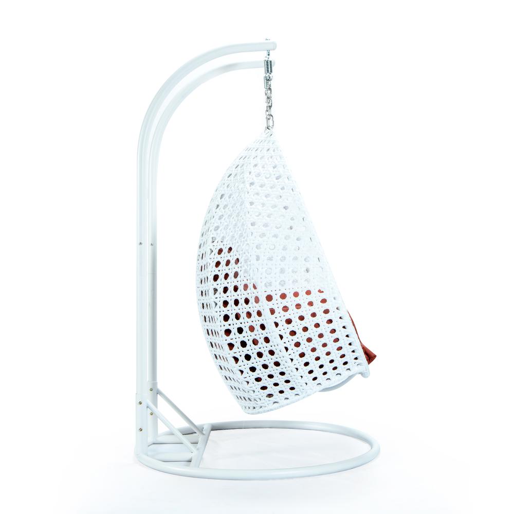 White Wicker Hanging 2 person Egg Swing Chair. Picture 7