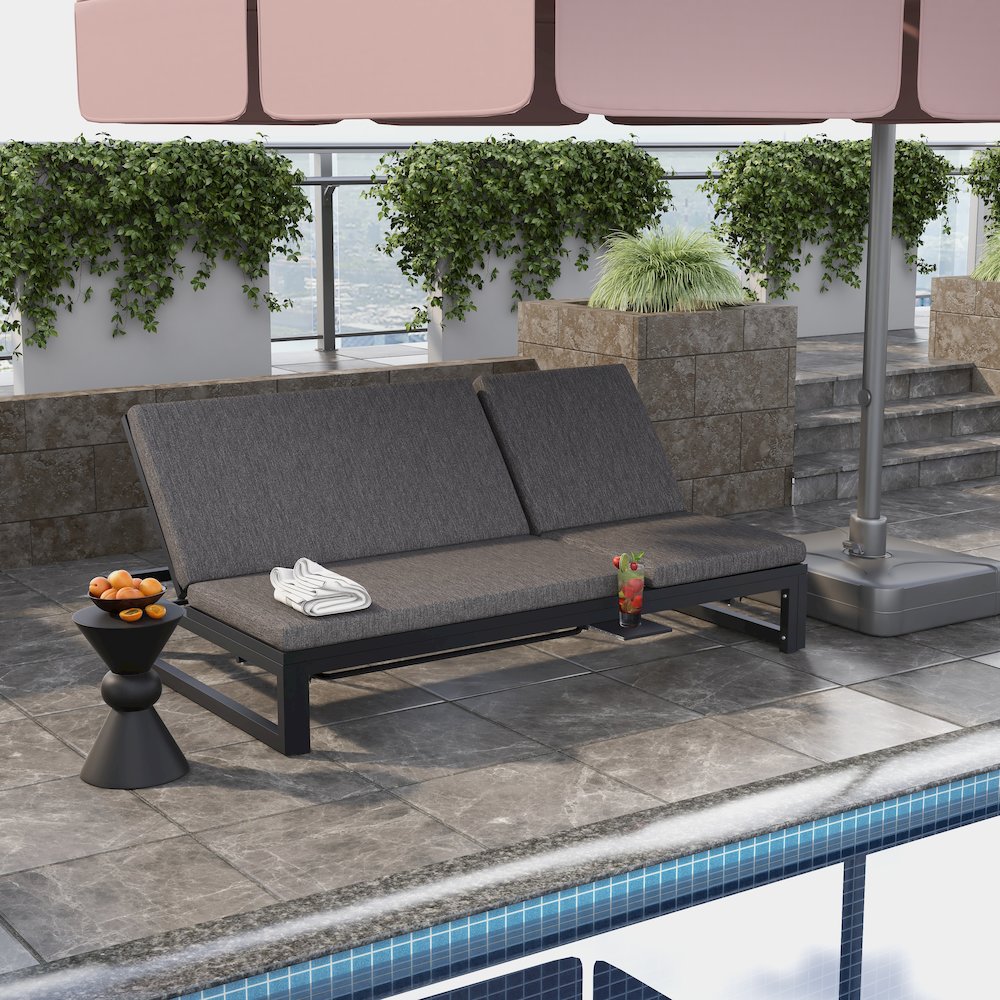 Chelsea Convertible Lounge Reclining Double Chaise With Cushions. Picture 7