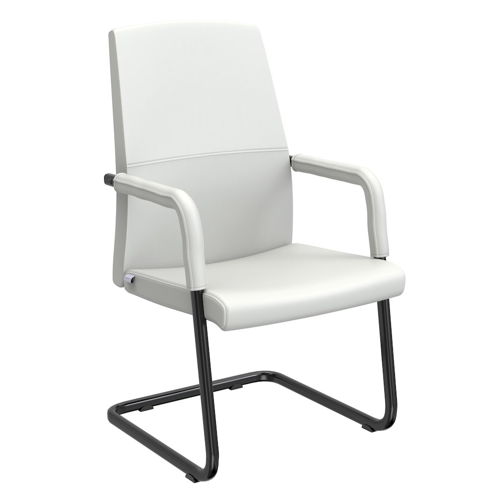 Evander Office Guest Chair in White Leather. Picture 23