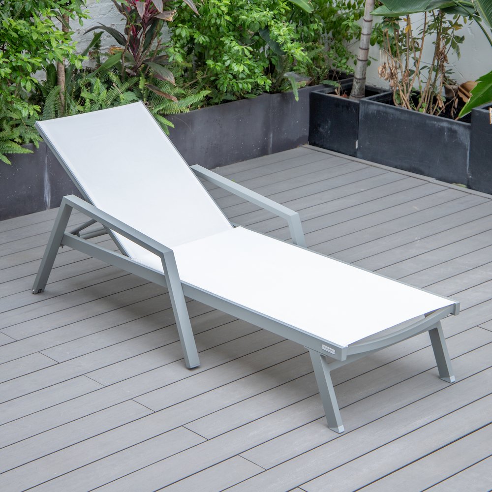 Marlin Modern Grey Aluminum Outdoor Patio Chaise Lounge Chair. Picture 27