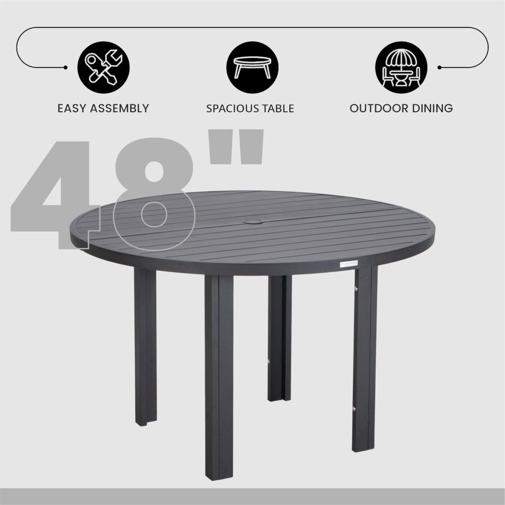 Chelsea 60″ Round Outdoor Aluminum Dining Table for Patio. Picture 5