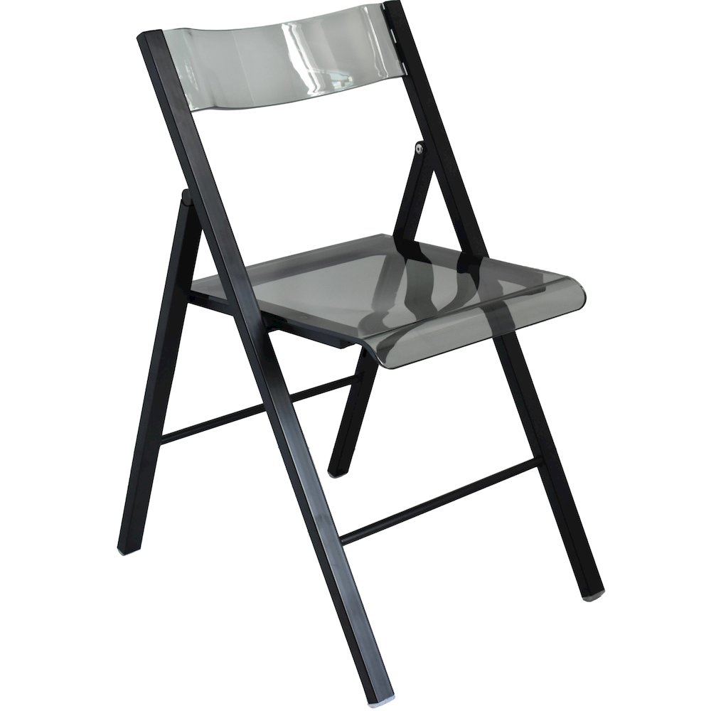 Menno Modern Acrylic Folding Chair Black Frame With Trans Black Seat. Picture 2
