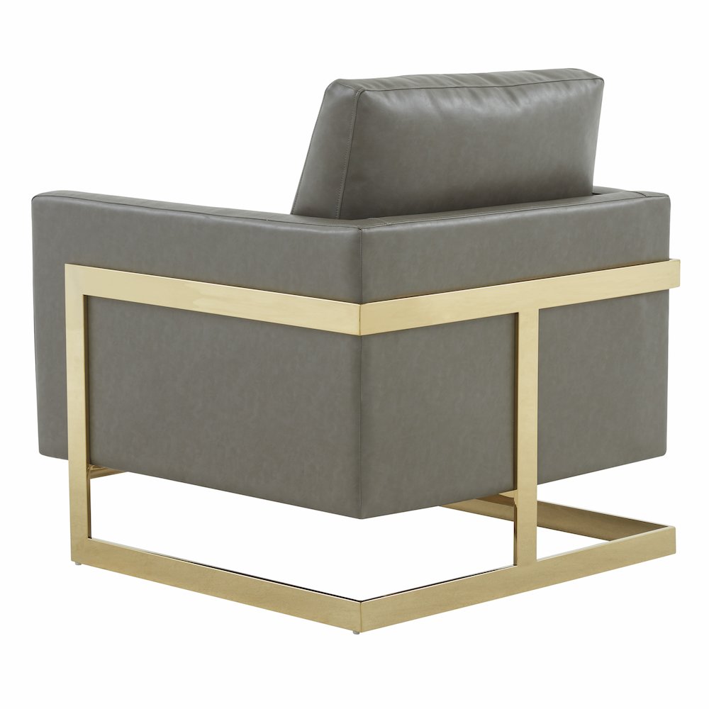 Lincoln Leather Accent Armchair With Gold Frame. Picture 8
