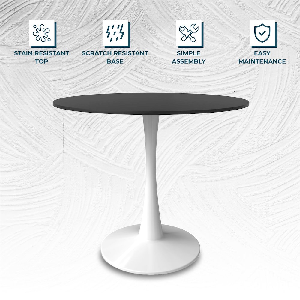 Bristol, 40" Round dining table in White Base with Blacktop. Picture 21