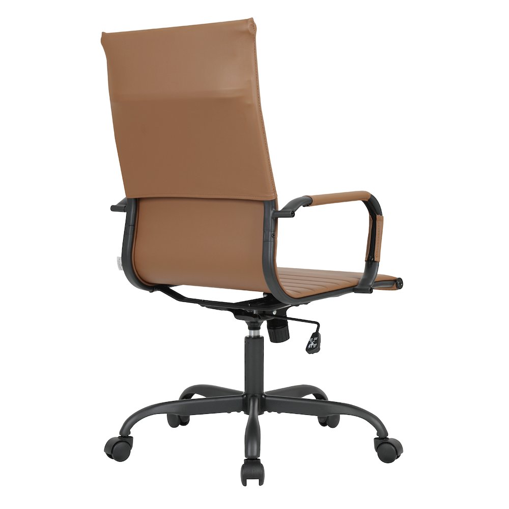 Harris Leather Home High-Back Office Chair in Light Brown With Black Frame. Picture 4