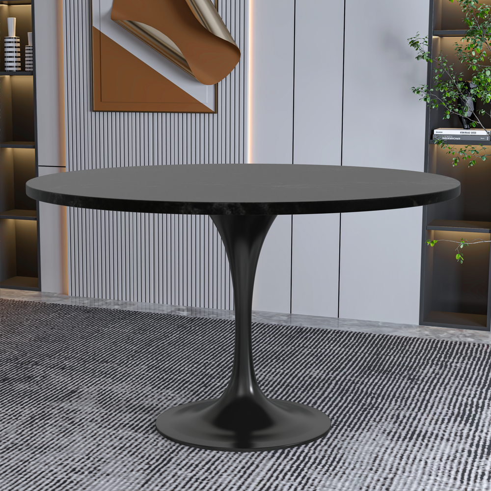 Verve Collection 48 Round Dining Table, Black Base with Black MDF Top. Picture 6