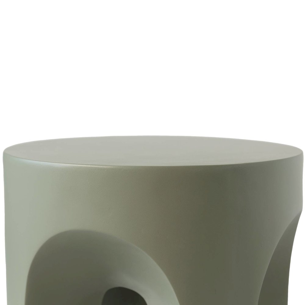 Crus Collection Fiberglass Outdoor Side Table in Grey. Picture 12