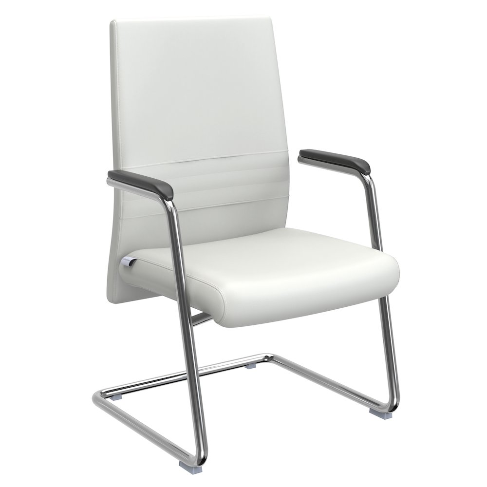 Aleen Series Guest Office Chair In White Leather. Picture 29