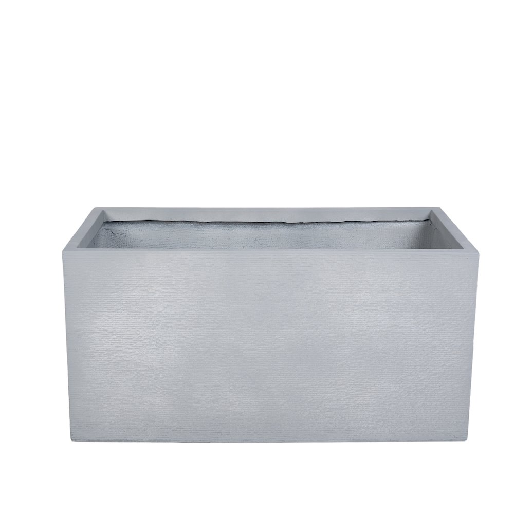 Flora Series Rectangle Poly Stone Planter in Grey 23.6 x 23.6, 47.2 Long. Picture 10