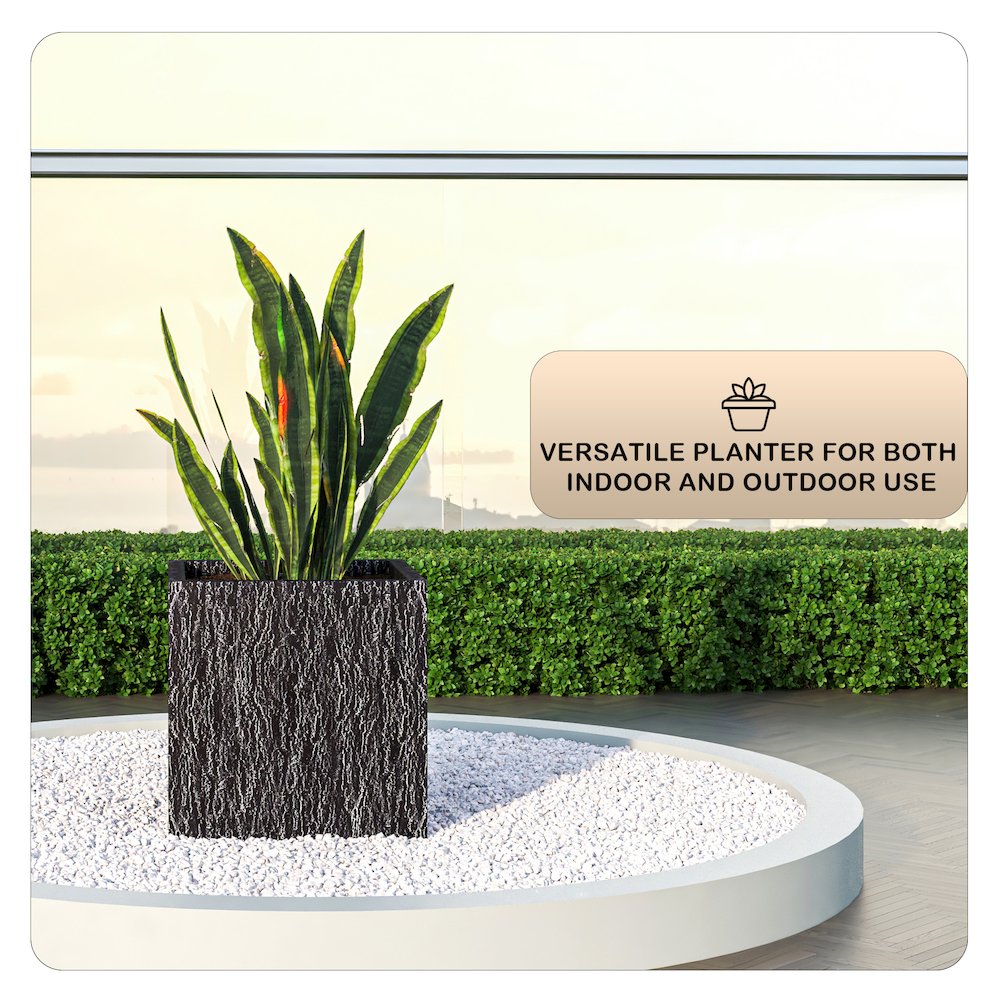 Verdura Series Cubic Poly Stone Planter in Dotted Blck 21.7 Cube. Picture 20