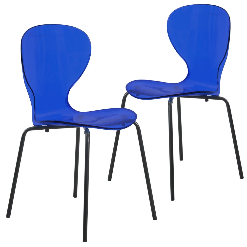 Modern Oyster Transparent Side Chair in Black Base set of 2. Picture 9