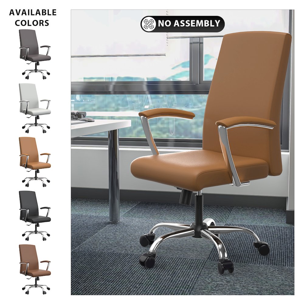 Evander Series Office Chair in Acorn Brown Leather. Picture 2