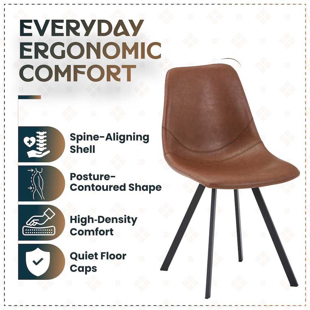 Markley Modern Leather Dining Chair With Metal Legs. Picture 9