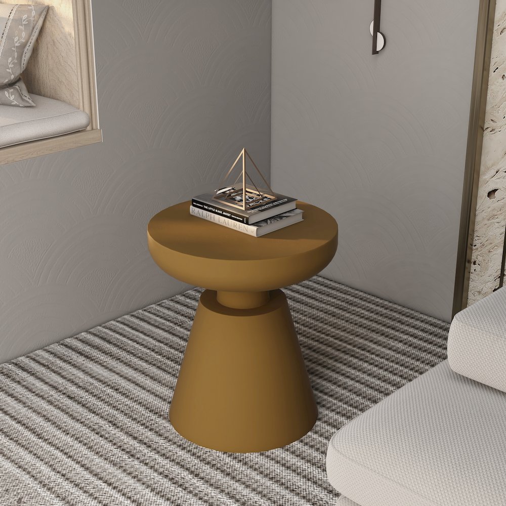Isle Collection Fiberglass Outdoor Side Table in Brown. Picture 14