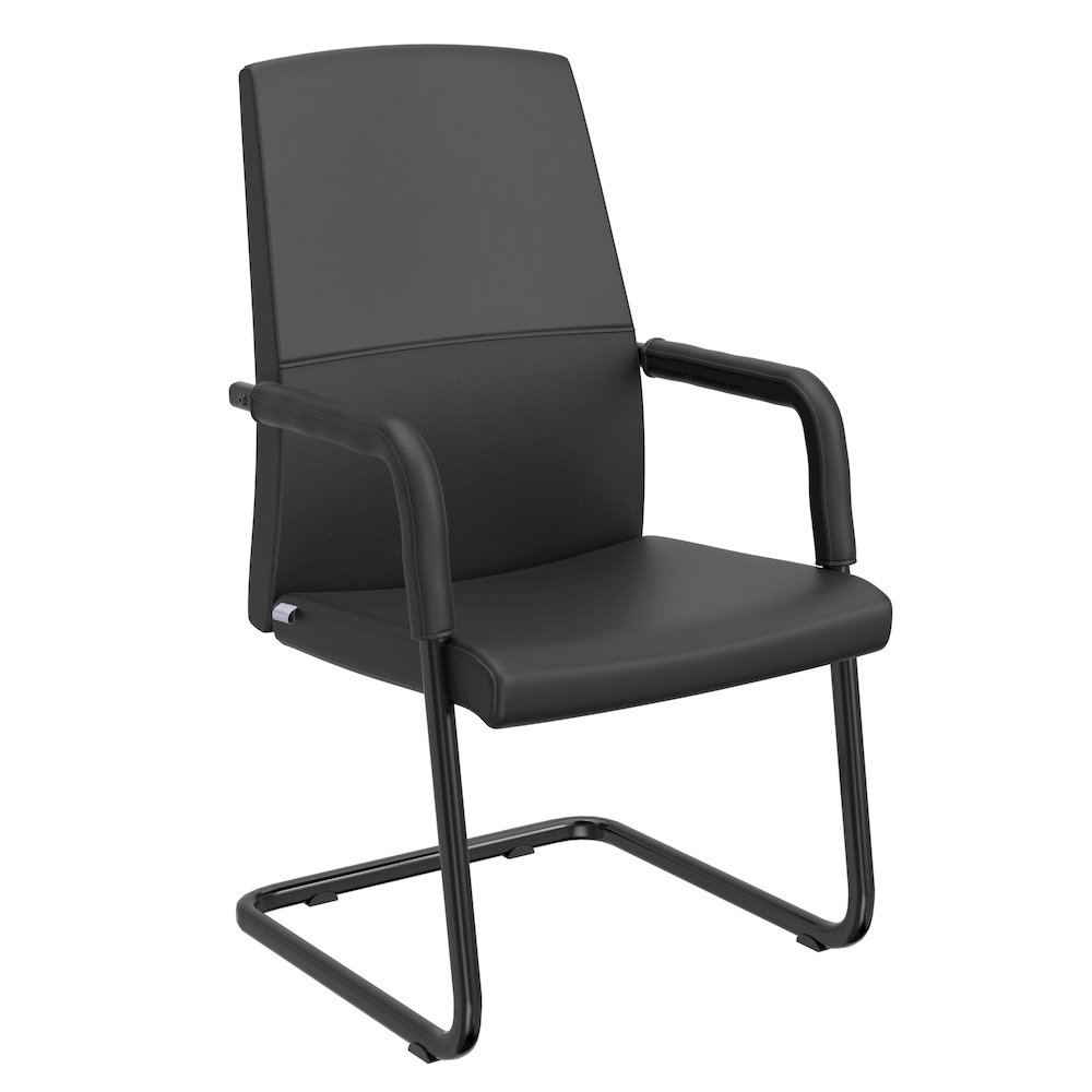 Evander Office Guest Chair in Black Leather. Picture 22
